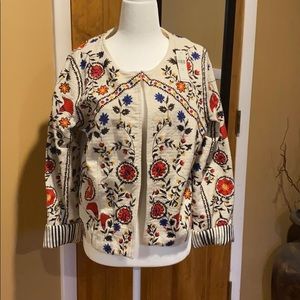 Anthropologie Maeve Embroidery Jacket